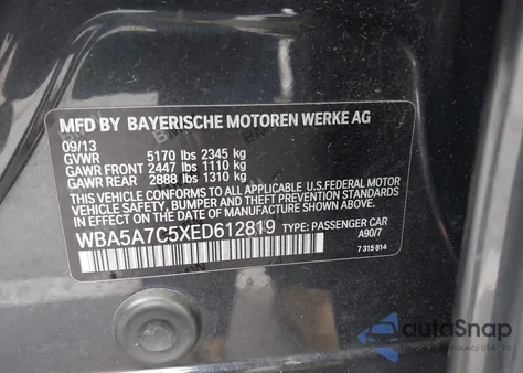 2014 BMW 528 xDrive z USA, uszkodzony, nr VIN WBA5A7C5XED612819